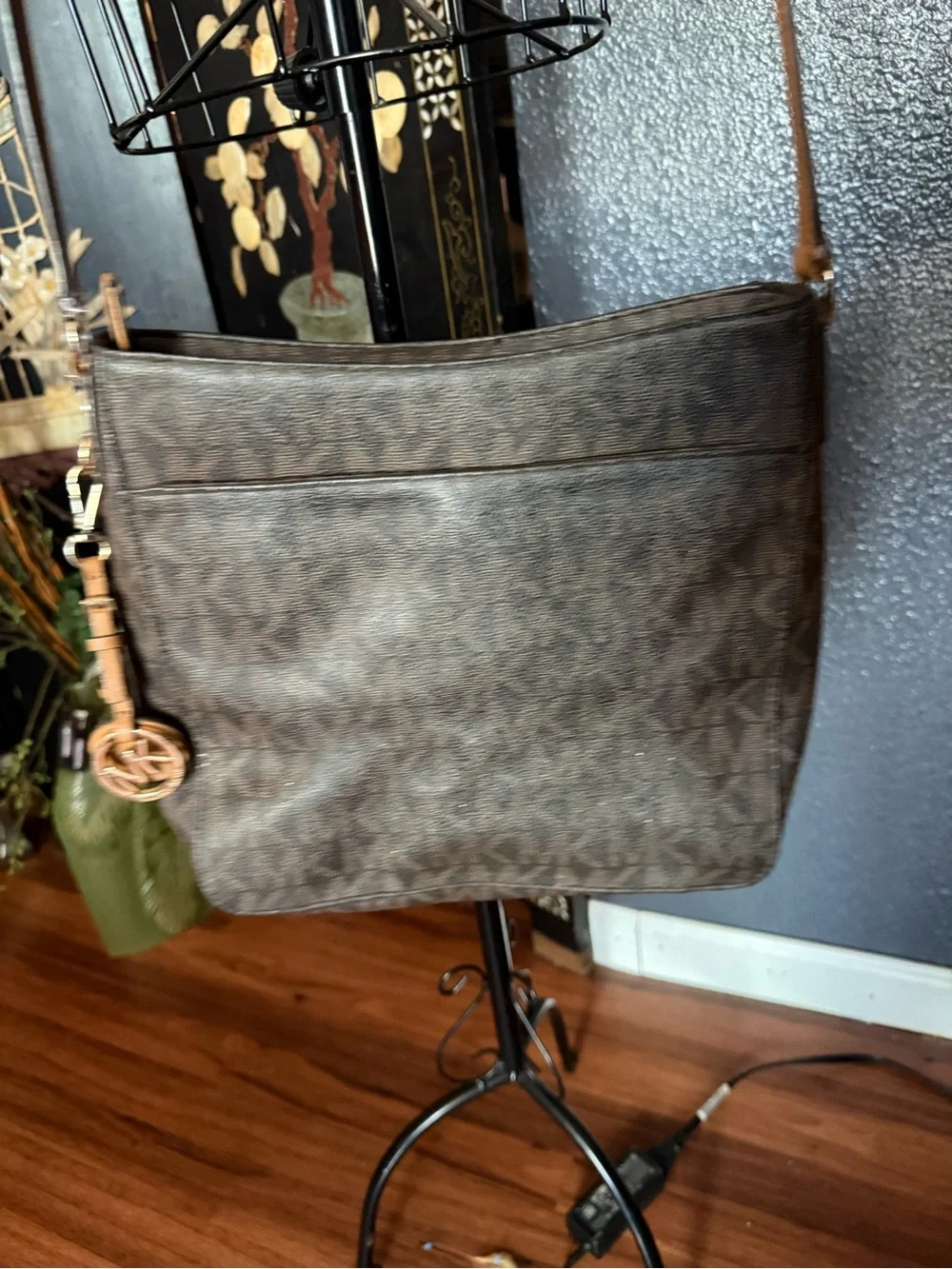 Michael Kors Brown & Tan Signature Monogram Crossbody Bag